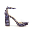 thumbnail image 3 of BLISSFUL STEP Women's Printed Clear Platform Block Heels Sandals Purple 9, 3 of 7