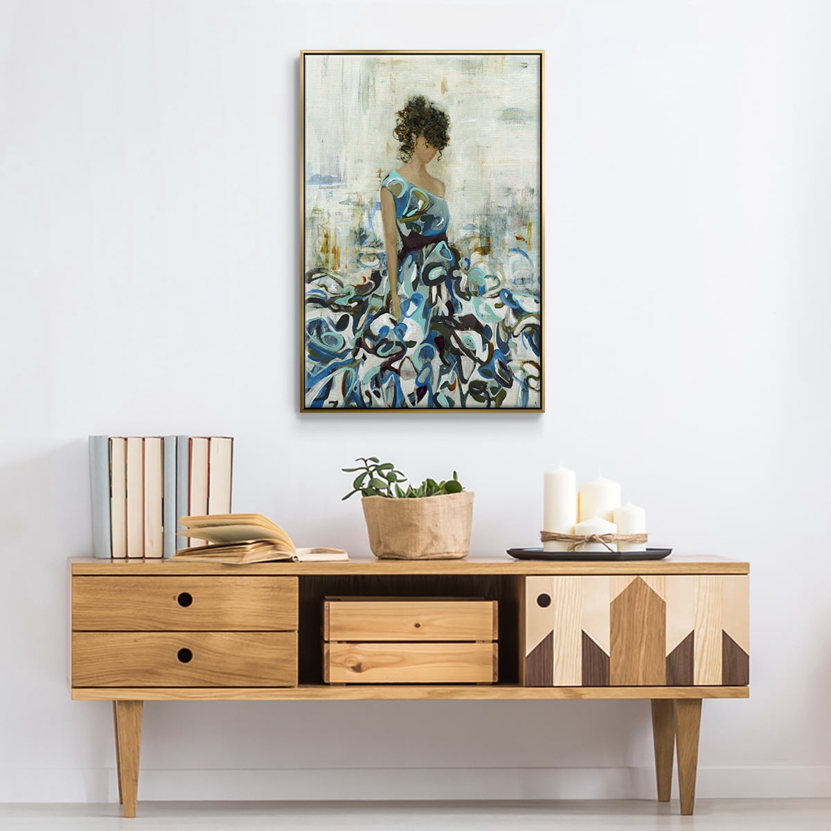 Fluid Beauty Framed Premium Gallery Wrapped Canvas - Ready to Hang - 25 x 37 - Gold Floating Frame