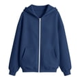thumbnail image 5 of Kids Girls Solid Zip Up Hoodie Sweatshirt Oversized Pocket Long Sleeve Casual Hooded Jacket for Daily School Outdoor Wear(Navy,10-11 Years), 5 of 5