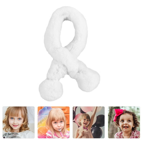 TEHAUX Girls White Plush Winter Scarf Soft and Warm Cold Weather Accessory for