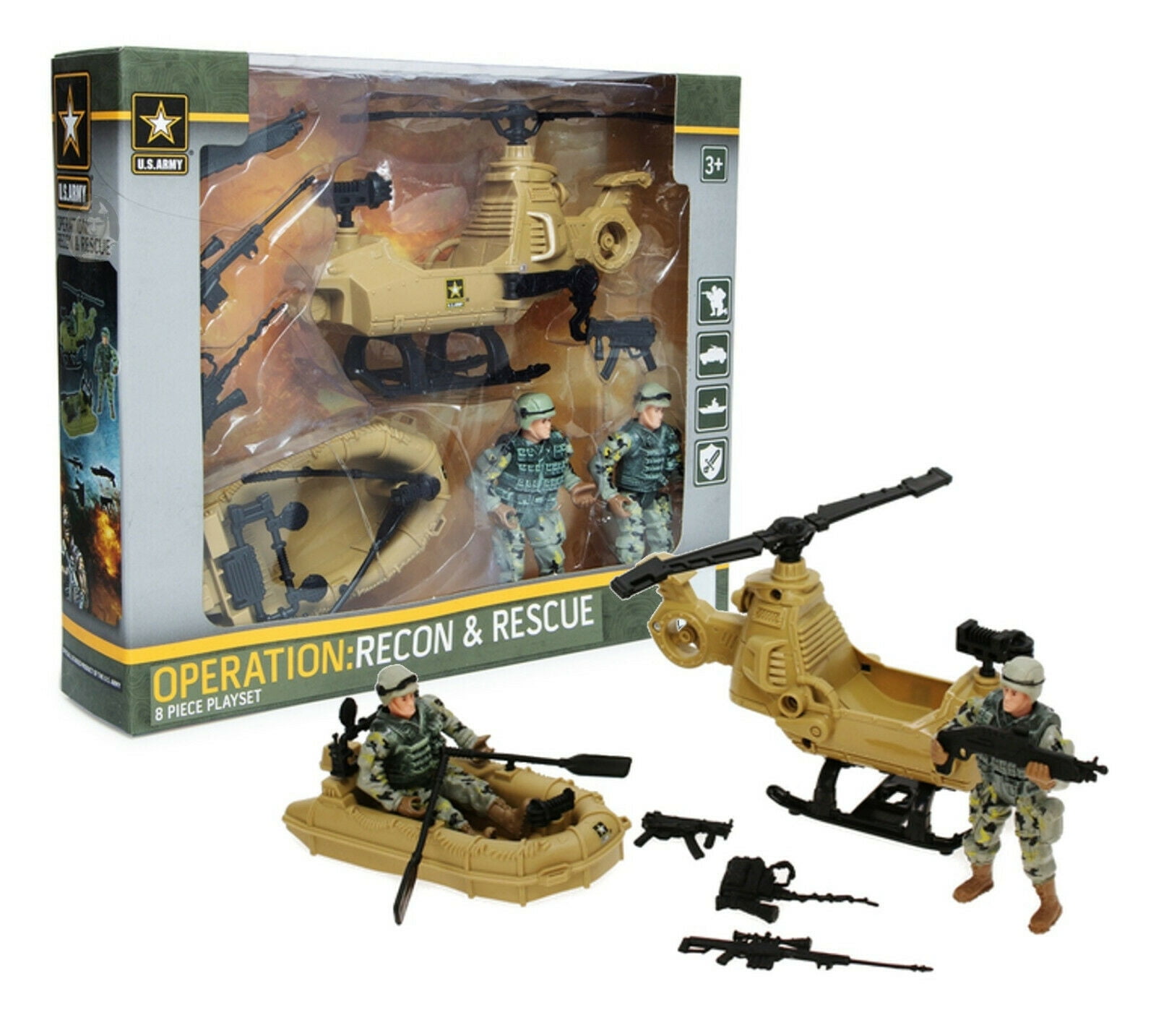 U.S Army Desert Forces Playset Toys Action Figures Weapons Off Road Vehicle 