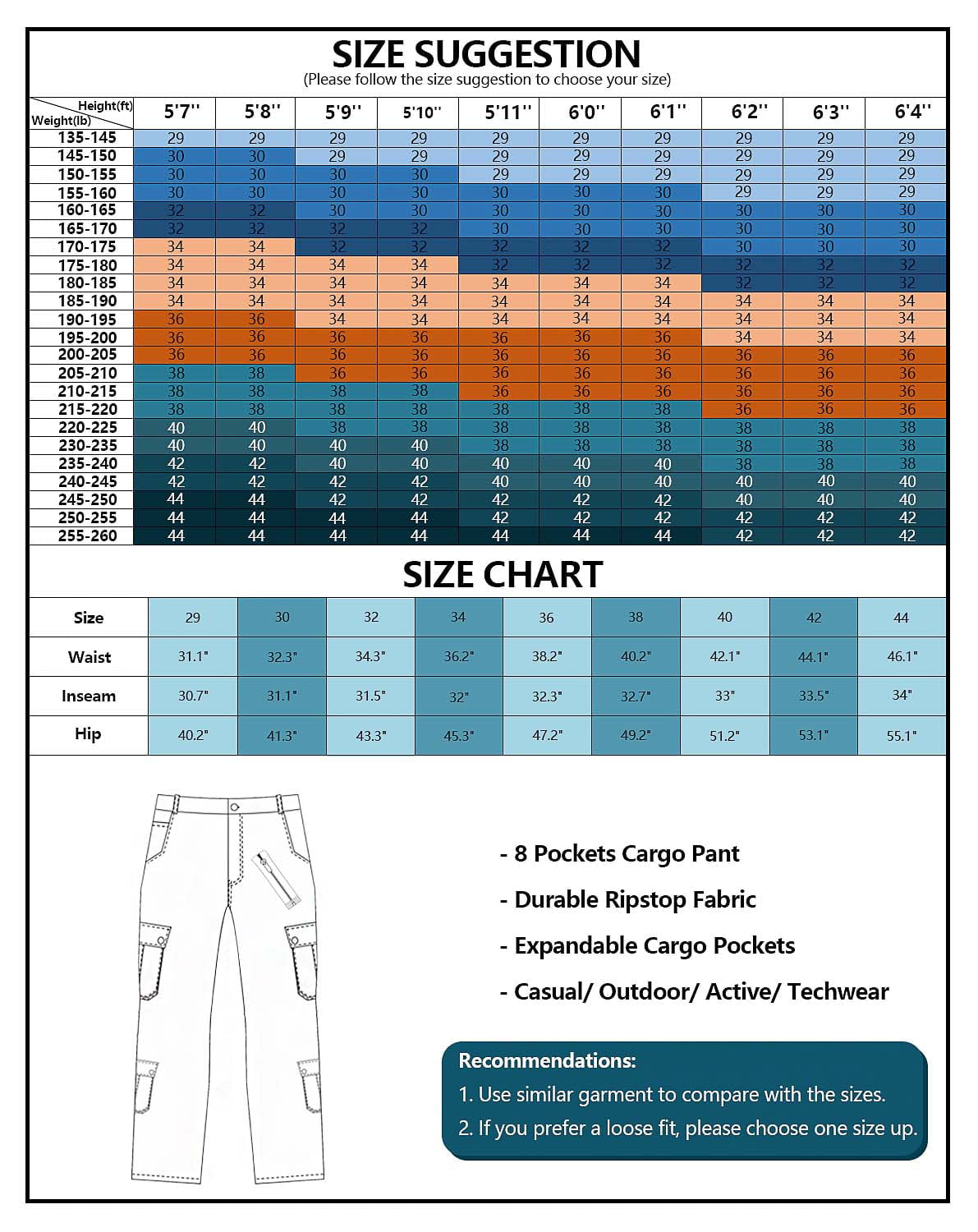 TRGPSG Men's Cargo Pants with 9 Pockets, Camouflage photo 4