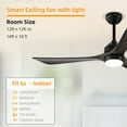 thumbnail image 3 of Yesfashion 52" Ceiling Fan Lights with 3 Blade Ceiling Fans 6 Speed Levels Remote Control Quiet DC Motor for Patio Living Room, Bedroom, Office, Indoor, 3 of 7