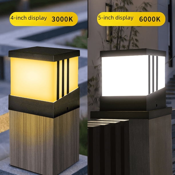 Lámpara de pilar solar de borde, lámpara de pilar impermeable para exteriores, lámpara de pared de villa, lámpara decorativa para patio y paisaje