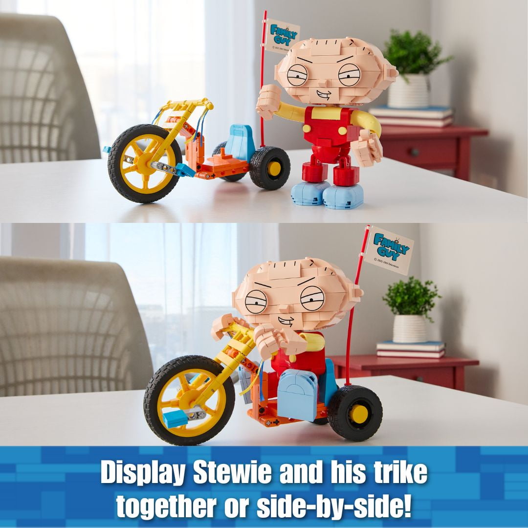 Brickcraft Family Guy Stewie on Trike Building Kit (429-Plastic Piece Set), Family Guy Collectible, TV Show Memorabilia, Gift For Fans Ages 8+