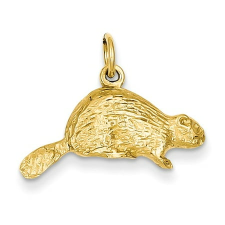 14k Yellow Gold Beaver Charm Pendant