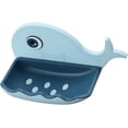 thumbnail image 1 of Jabonera no porosa con forma de ballena, para baño, con desagüe, para inodoro, para montaje en pared, color azul claro, 1 of 4