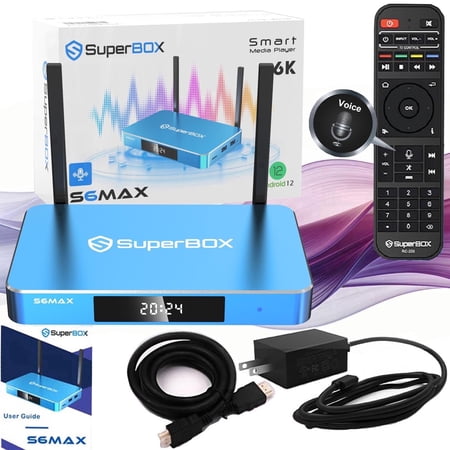 SuperBox S6 Max 2025 Fully Loaded | Powerful Smart Box | 6K Ultra HD | Parental Control Time | 7-day Time Shift | Dual WiFi | Voice Remote Control | 4GB RAM | 64GB Storage | Easy Setup Guide