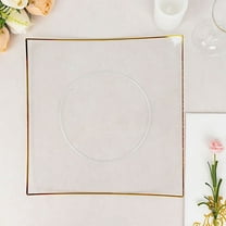 Balsa Circle 10 Concave Clear 10" Square Disposable Salad Dinner Plastic Plates Gold Trim Party Events Decorations