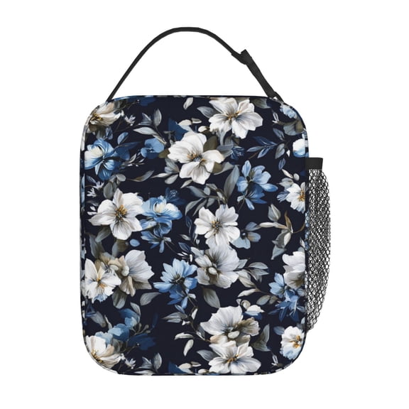 Luxurious Floral Pattern Lunch Bag for Office Women – Stylish Thermal Insulated Tote with Shoulder Strap, Lightweight for Work or Travel