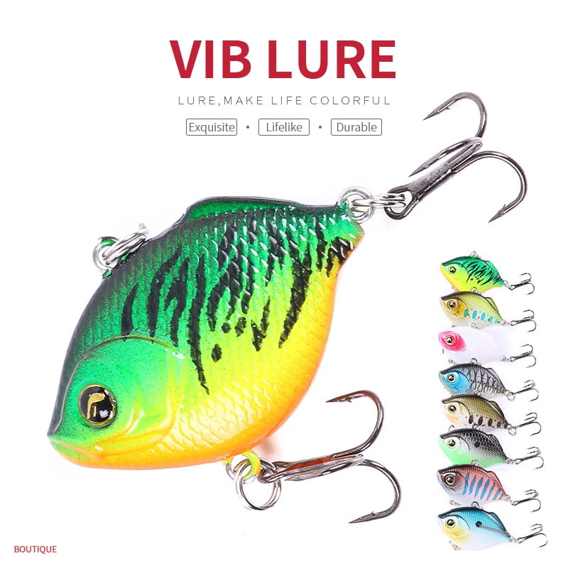 HENGJIA 8PCS Fishing Lures, Lipless Crankbaits for Bass, Minnow VIB Lifelike Hard Baits Sinking Fishing Jigs for Freshwater and Saltwater Bass, Trout, Walleye