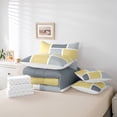 thumbnail image 5 of Feelyou Yellow Grey Checkered Bedding Comforter Set 7pcs, Square Abstract King Bedding Sets, Modern Fashion Buffalo Reversible Bed Sheets, Ultra Soft Bedroom Decor, 5 of 7