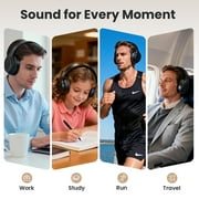 Noise Canceling Headphones, Wireless Bluetooth Headphones with Clear Mic, Comfort Fit, Deep Bass Over Ear Headphones Foldable for Travel Home Office Sport