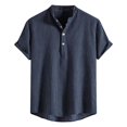 thumbnail image 5 of Sakmal Short Sleeve Polo Shirts for Men Casual Tshirts Henley Blue Solid Mens Shirts 2XL, 5 of 5