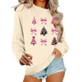 thumbnail image 3 of Aboser Women's Christmas Sweatshirt Fashion Pink Xmas Tree Graphic Shirts Crew Neck Long Sleeve Pullovers Loose Casual Holiday Tops Winter Party Top Gift Khaki S, 3 of 7