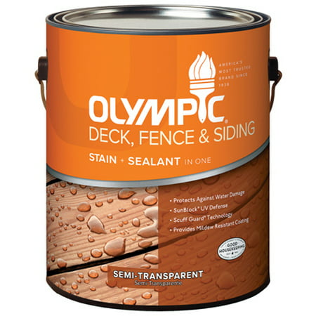 1 Gallon Semi-transparent Brick Red Oil Wood Preservative, Olympic,