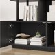 thumbnail image 5 of 71 - pulgada de altura 5 - tier estante industrial con rattan gabinete, metal frame, 4 abiertos estantes, y 1 door para sala de estar o dormitorio (negra), 5 of 8