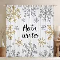 jejeloiu Hallo Winter Black Out Curtains,Christmas Snowflake Curtains Pack of 2 (42x63 Each),Happy New Year Bedroom Curtains For Boys Kids,Breathable Home Decor