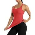 thumbnail image 6 of Attraco Women Solid Ribbed Workout Tank Tops Builting in Bra Tight Racerback Scoop Neck Sports Top, 6 of 6