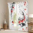 thumbnail image 3 of Manfei Ink Koi Fish Black Out Curtains for Girls Women, Cherry Petal Curtains Pack of 2 (42x63 Each), Black Red White, 3 of 6