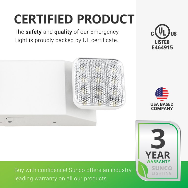 Sunco Single 2 Head LED Emergency Light, Single