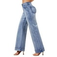 thumbnail image 4 of roswear Women's Wide Leg Jeans Stretchy Baggy Loose Fit Pants Trousers, 4 of 5