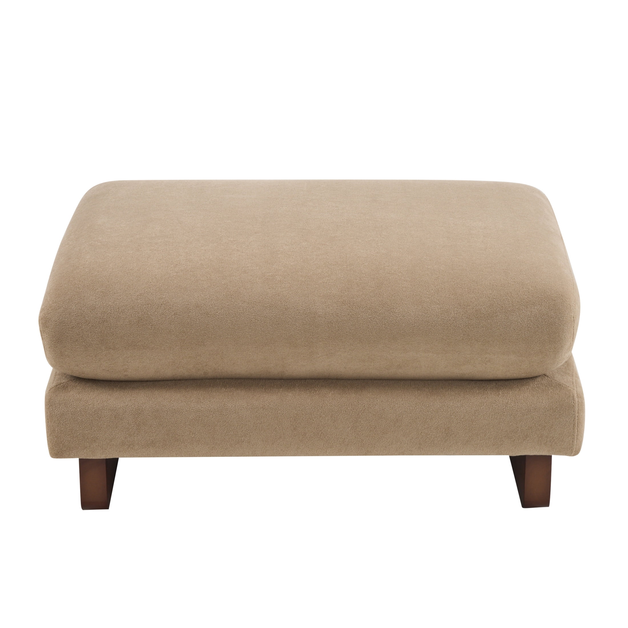 Christopher Knight Home 34" Upholstered Accent Ottoman with Wood Base for Living Room, Light Brown+Walnut