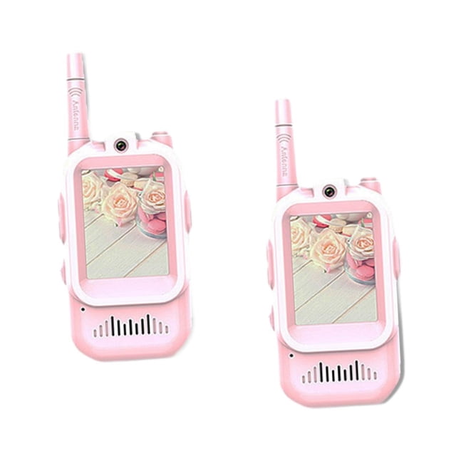 2 walkie-talkies con video, intercomunicador para padres e hijos, ideal para acampar, regalo para niños pequeños Rosa
