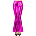 thumbnail image 5 of LEKWK Flare Pants for Women Slim Fit High Waisted Bell Bottom Pants Faux Leather Pants Shiny Metallic Pants for Disco Party Clubwear Wear Outfits, 5 of 8