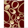 thumbnail image 2 of Allstar Burgundy Carved Circles Modern Geometric Area Rug (3' 9" x 5' 1"), 2 of 4