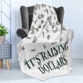 thumbnail image 4 of Money Soft Flannel Fleece Blanket, It's Raining Dollars Typography with Spreading Money Richness and Wealth Themes, Cozy Plush for Indoor and Outdoor Use, 60" x 80", Dark Green White, by Ambesonne, 4 of 5