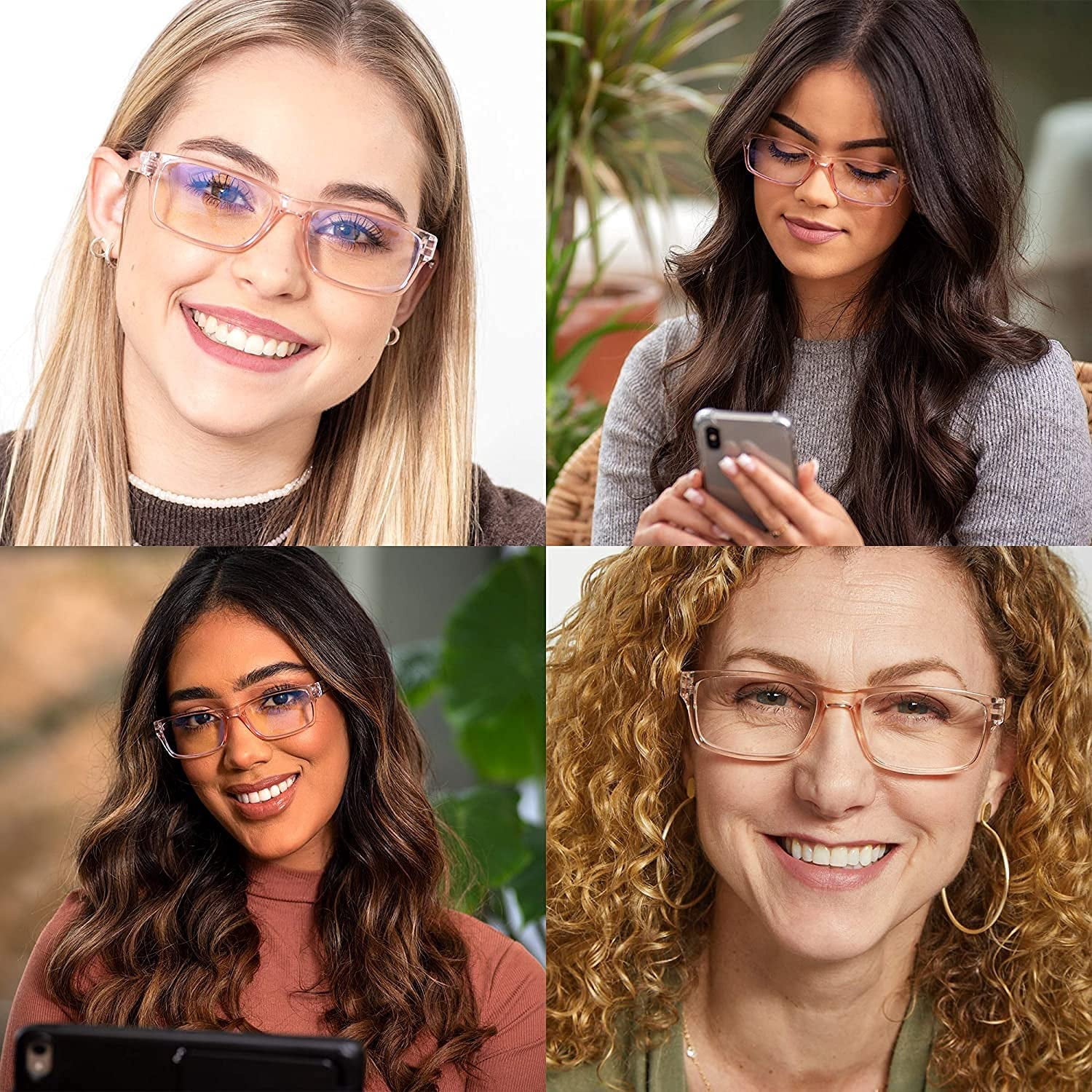 Readerest Blue Light Blocking Reading Glasses (Blush, Zero Magnification) Computer Glasses, fashionable for men and women, Anti Glare, Anti Eyestrain, UV protection