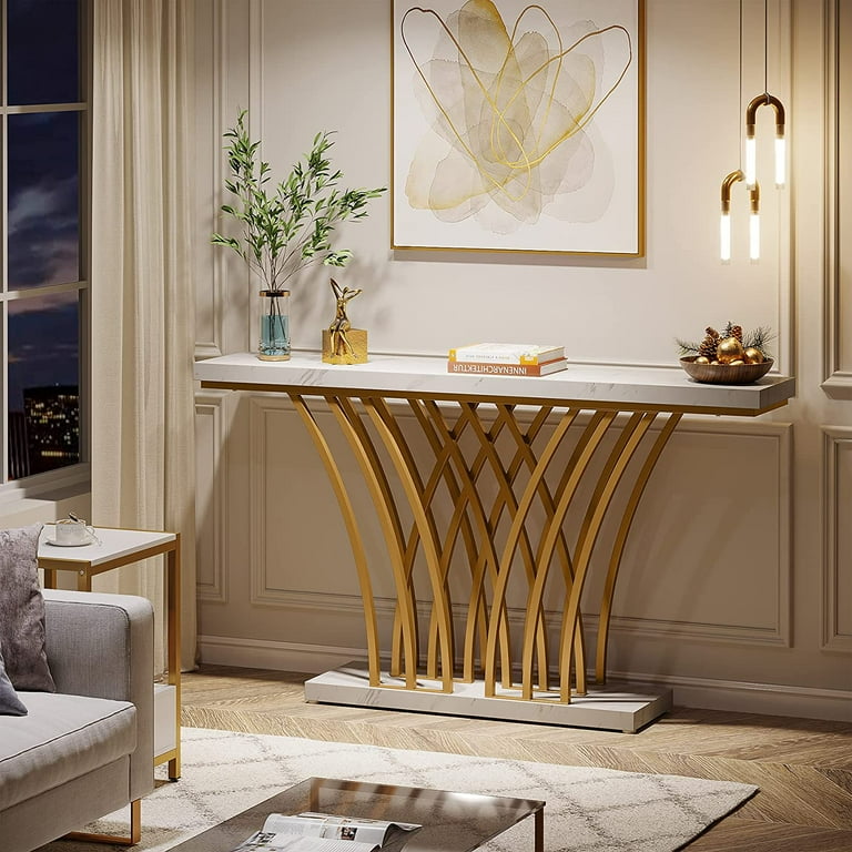 Tribesigns 59'' Gold Console Table, Modern Entryway Table Tribesigns 59'' Gold Console Table, Modern Entryway Table