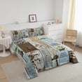 thumbnail image 2 of Rustic Farmhouse Comforter Set Queen, Windmill Bedding Set Women, Cow Farm Animal Colorful Wooden Bedding Comforter Sets Barn Door Western Country Duvet Insert Bedroom Decor,Teal, 2 of 5