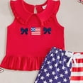 thumbnail image 4 of CAUYDY Toddler Girl 4th Of July Outfit American Flag Short Sleeve Shirt Patriotic Clothes Set 3 6 12 18 24 Months 2T 3T 4T (Sizes 18-24 Months,White), 4 of 4