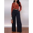 thumbnail image 6 of Women Fall Wide Leg Trousers High Elastic Waist Loose Pleated Long Flowy Palazzo Work Pants with Pockets Black XL, 6 of 8