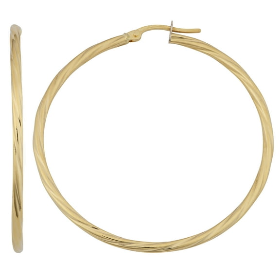 KoolJewelry 18k Yellow Gold Bold Twisted Hoop Earrings, 1.7"