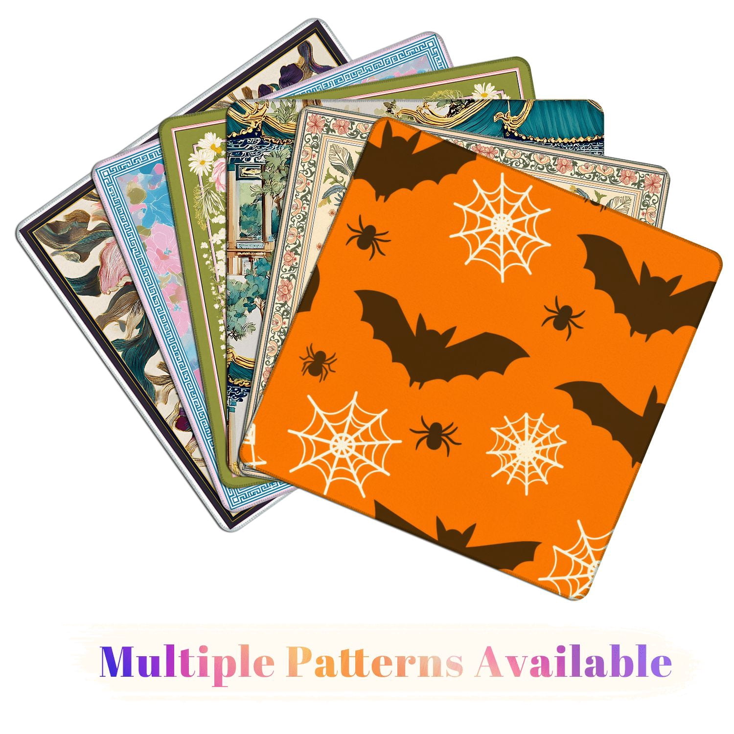 Mahjong Mat 31.5" x 31.5" Halloween seamless bats spiders web Black bat orange Cute for textile Non-Slip Noise Reduction American Mahjong Tiles Table Cover for Dominoes Poker Card Board Games Gift