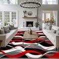 thumbnail image 3 of Red Gray Stripes Large Area Rugs 5x8 ft Abstract Art Modern Geometric Curve Washable Rug Non Slip Indoor Carpet Absorbent Floor Mat for Living Room Bedroom Dining Room, 3 of 9