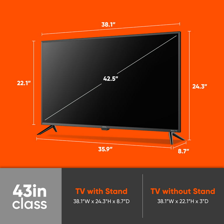 onn. 43” Class FHD (1080P) LED Roku Smart TV (100133209)