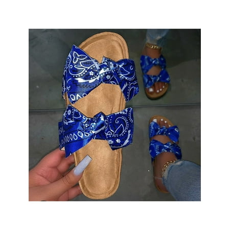 

Woobling Women s Slides Sandals with Bow Cork Footbed Slip On Casual Sandals