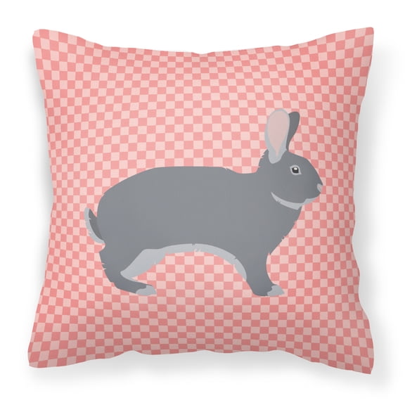 Giant Chinchilla Rabbit Pink Check Fabric Decorative Pillow
