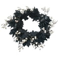 thumbnail image 2 of Corona de Halloween, Decoración de Parra Negra, Diseño Espeluznante Preiluminado, Detalles de Frutas y Murciélagos, Decoración de Pared para Puerta de Entrada, Uso Interior y Exterior, Tamaño 33-35 C, 2 of 6