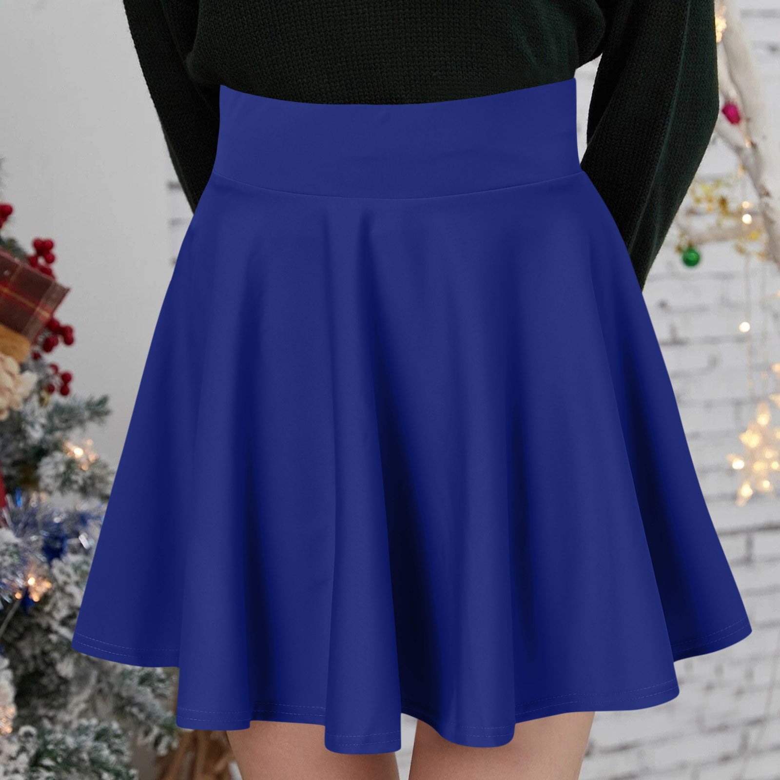 Women's Fashionable Casual Solid Pleated Half Skirt, Short Style