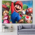thumbnail image 4 of Tapiz de pared de Super Mario Bros, fondo de fotografía de fiesta de la princesa Peach, telón de fondo de poliéster impreso, decoración para colgar en la pared, 4 of 5
