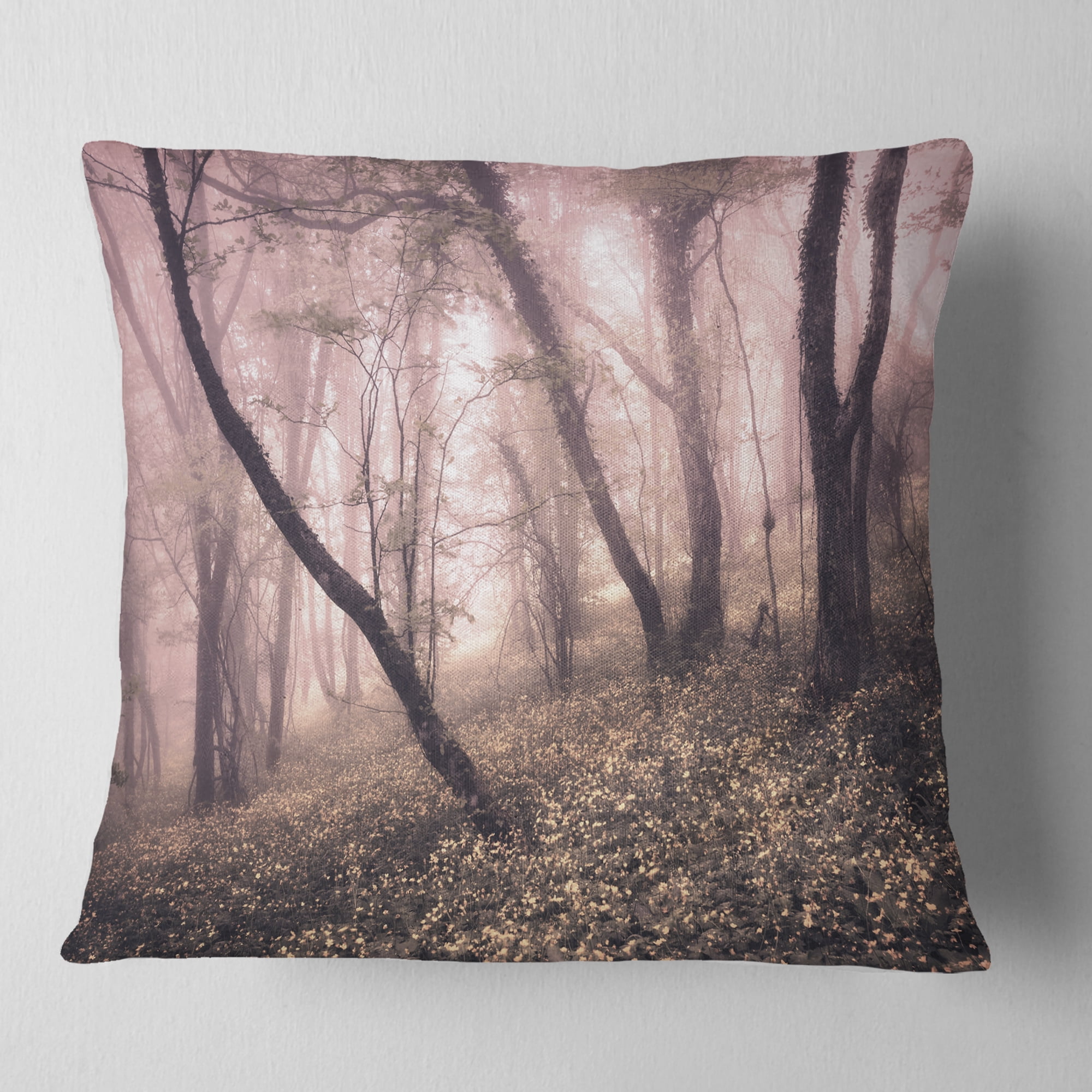 Designart Vintage Autumn Landscape - Contemporary Throw Pillow - 16x16