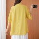 thumbnail image 3 of 1/2 Manga Tops para las Mujeres Botonados Cuello Redondo Blusa Casual, Camisa de Color Sólido de la Moda para las Mujeres, Lavado de Manos Primavera Y Verano Top, 3 of 5