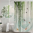 thumbnail image 5 of Spring Green Leaves Shower Curtain, Waterproof Shower Curtains for Bathroom, Japanese Koi Fish Birds Vintage Washable Fabric Bathtub Curtain Set Bath Decor with 12 Hooks Extra Long 72"x96", 5 of 8