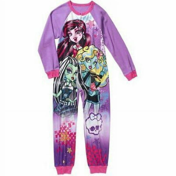 Monster High Long Sleeve Fleece Sleeper Blanket Pajama Girl Size 10/12