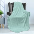 thumbnail image 4 of Celtic Soft Flannel Fleece Throw Blanket, Aqua Celtic Style Twisted Crossed Repeating Circle and Bent Line Webs Print, Cozy Plush for Indoor and Outdoor Use, 50" x 70", Blue White, by Ambesonne, 4 of 5